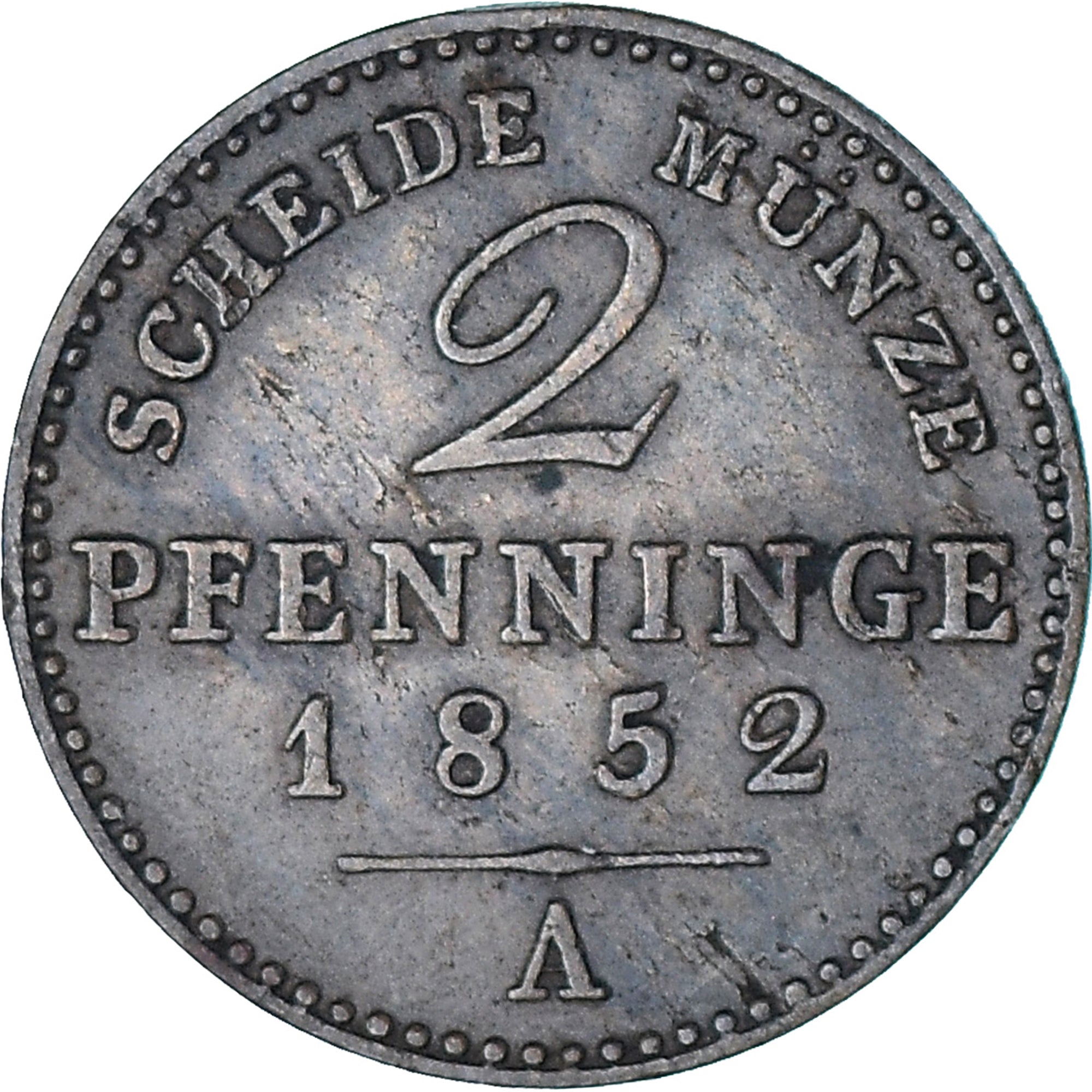 Moneda, Estados alemanes, PRUSSIA, Friedrich Wilhelm IV, 2 Pfennig, 1852, EBC