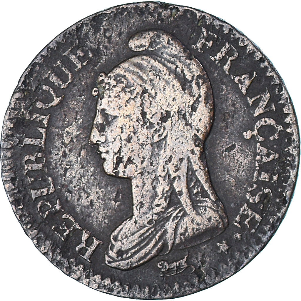 France, Dupré, Decime, AN 8 (1799-1800), Metz, VF(20-25), Bronze, KM:644.2