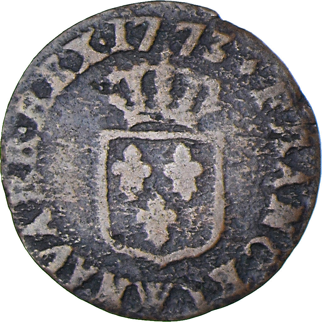 Coin, France, Louis XV, Liard à la vieille tête, Liard, 1773, Lille, F(12-15)