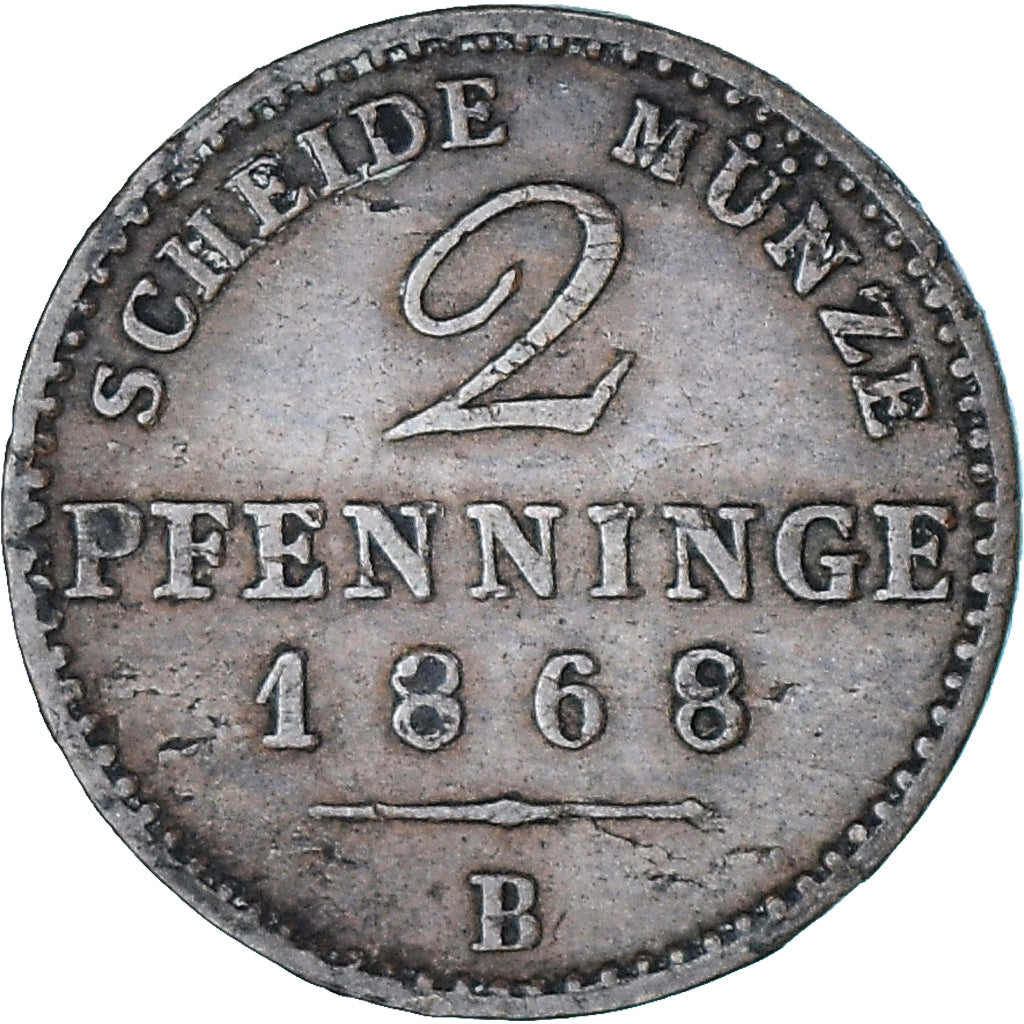 Moeda, Estados Alemães, PRUSSIA, Wilhelm I, 2 Pfennig, 1868, EF(40-45), Cobre