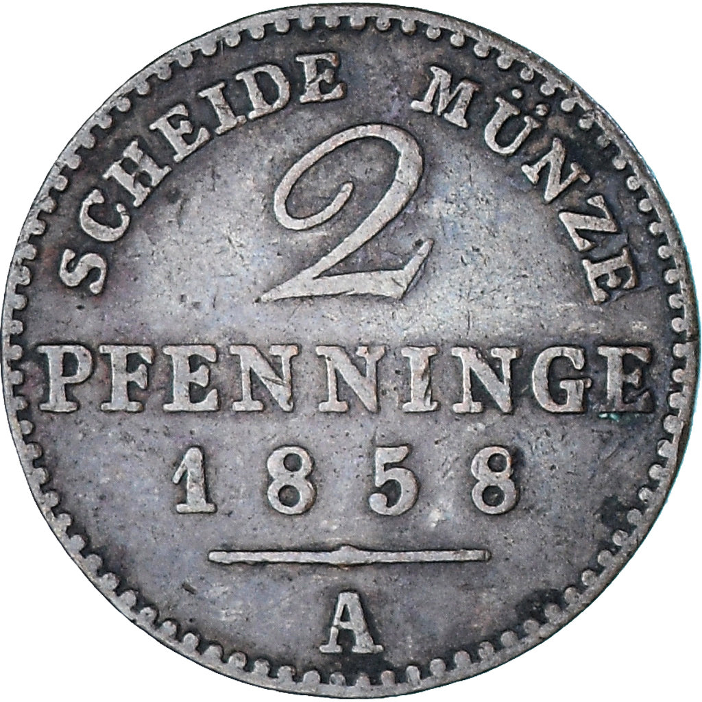 Coin, German States, PRUSSIA, Friedrich Wilhelm IV, 2 Pfennig, 1858, Berlin