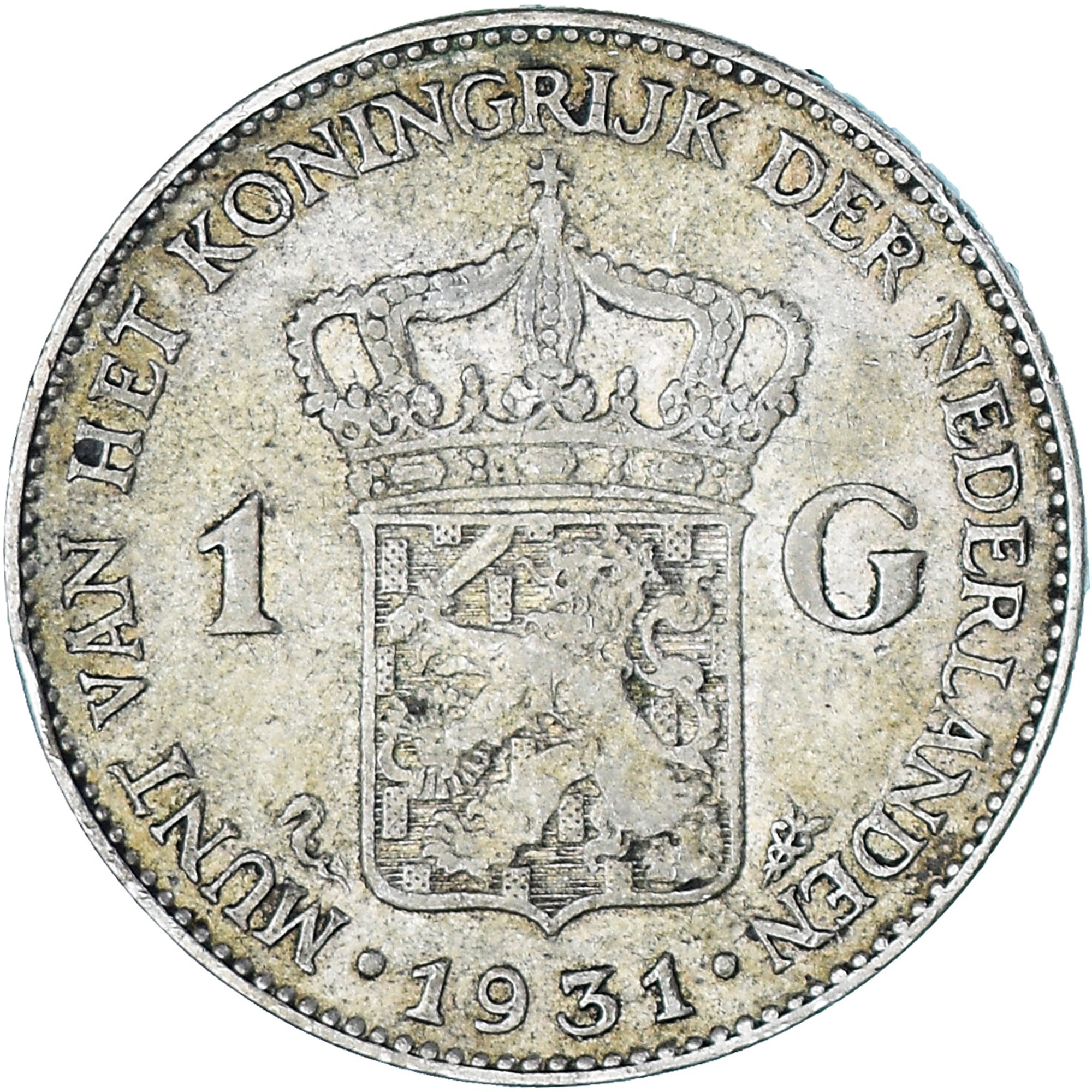 Coin, Netherlands, Wilhelmina I, Gulden, 1931, Utrecht, EF(40-45), Silver