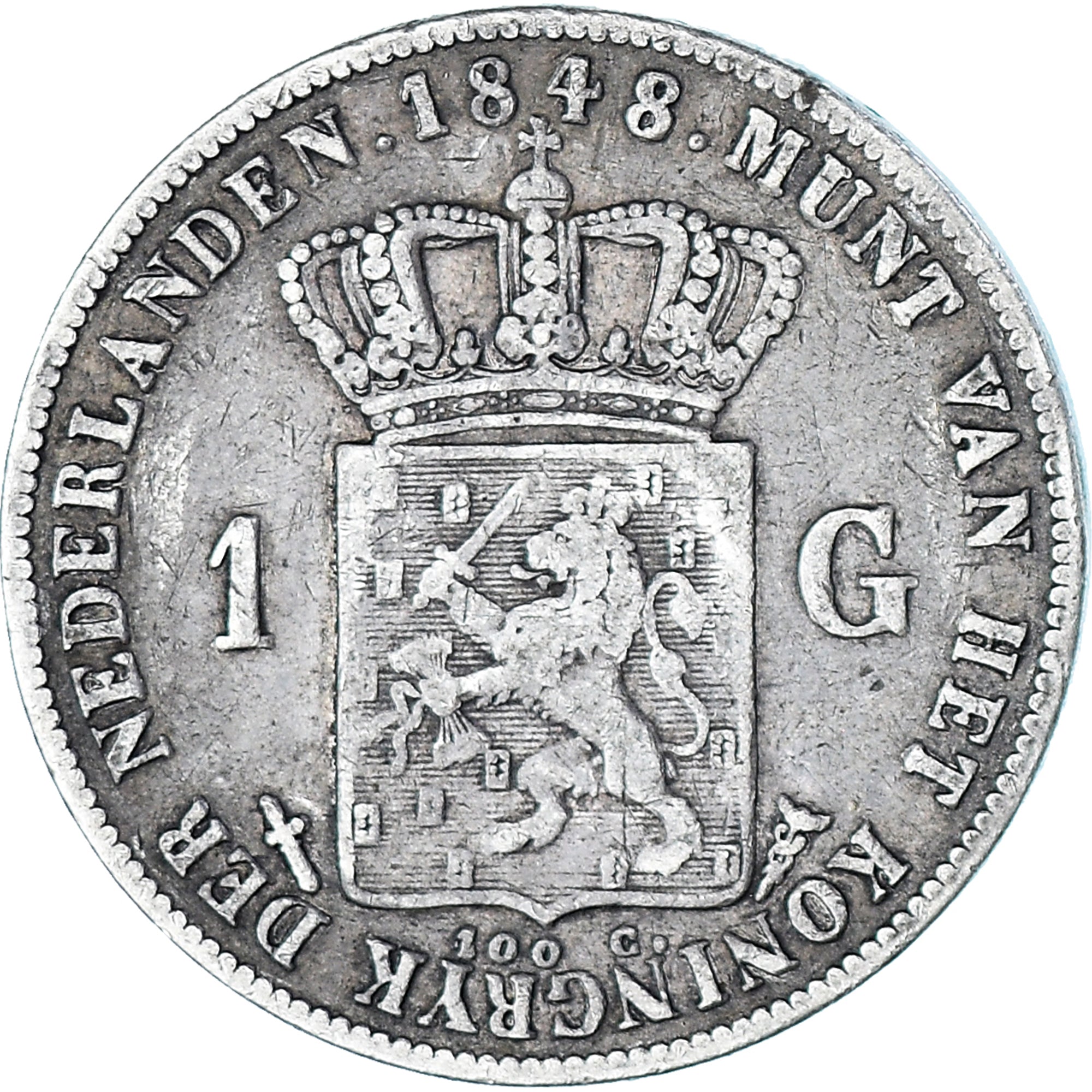Coin, Netherlands, William II, Gulden, 1848, AU(55-58), Silver, KM:66