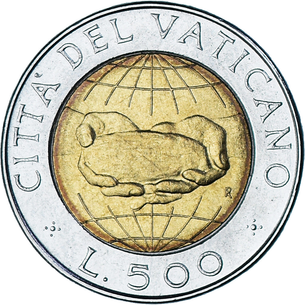 Moneda, CIUDAD DEL VATICANO, John Paul II, 500 Lire, 1992, SC, Bimetálico