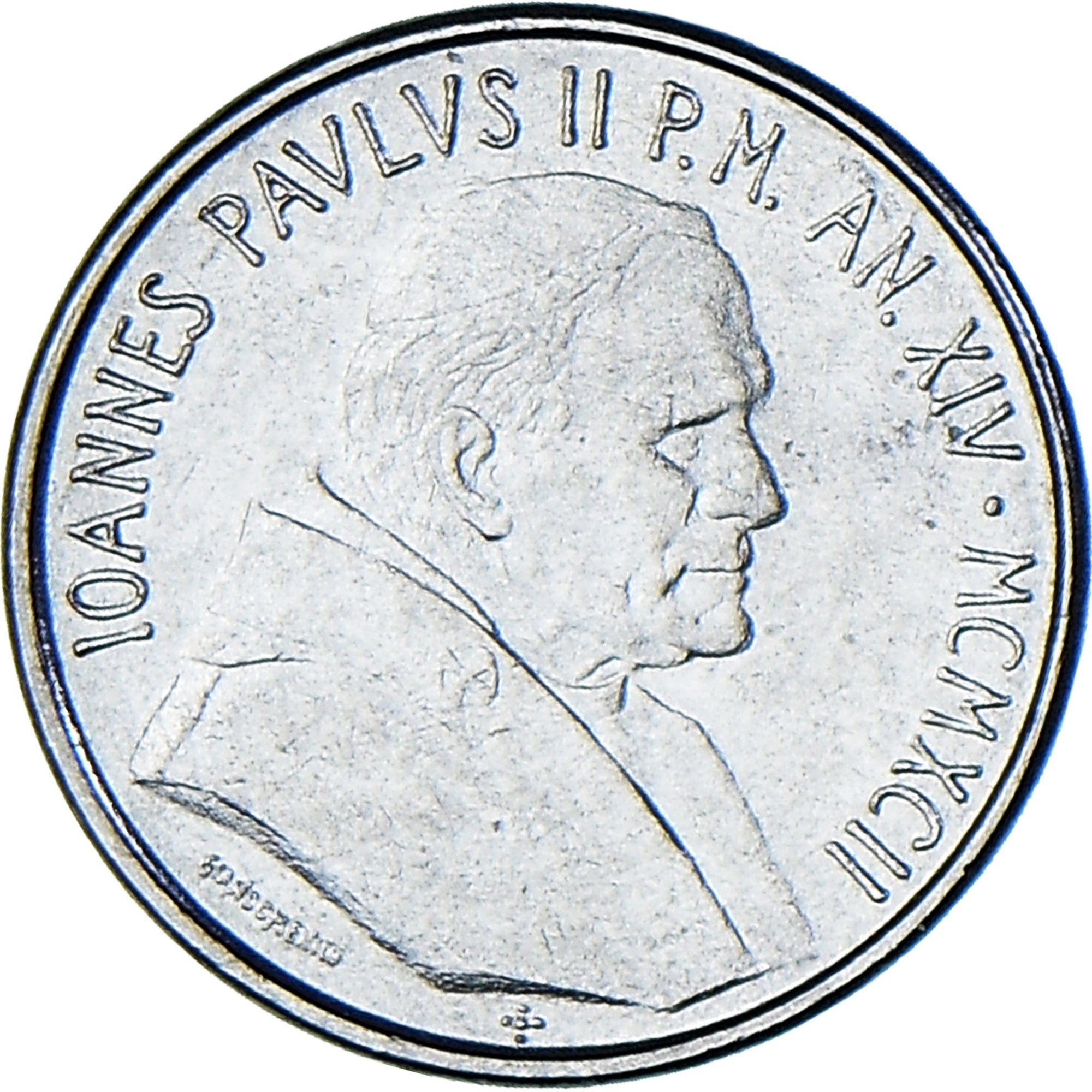 Coin, VATICAN CITY, John Paul II, 50 Lire, 1992, AU(55-58), Stainless Steel