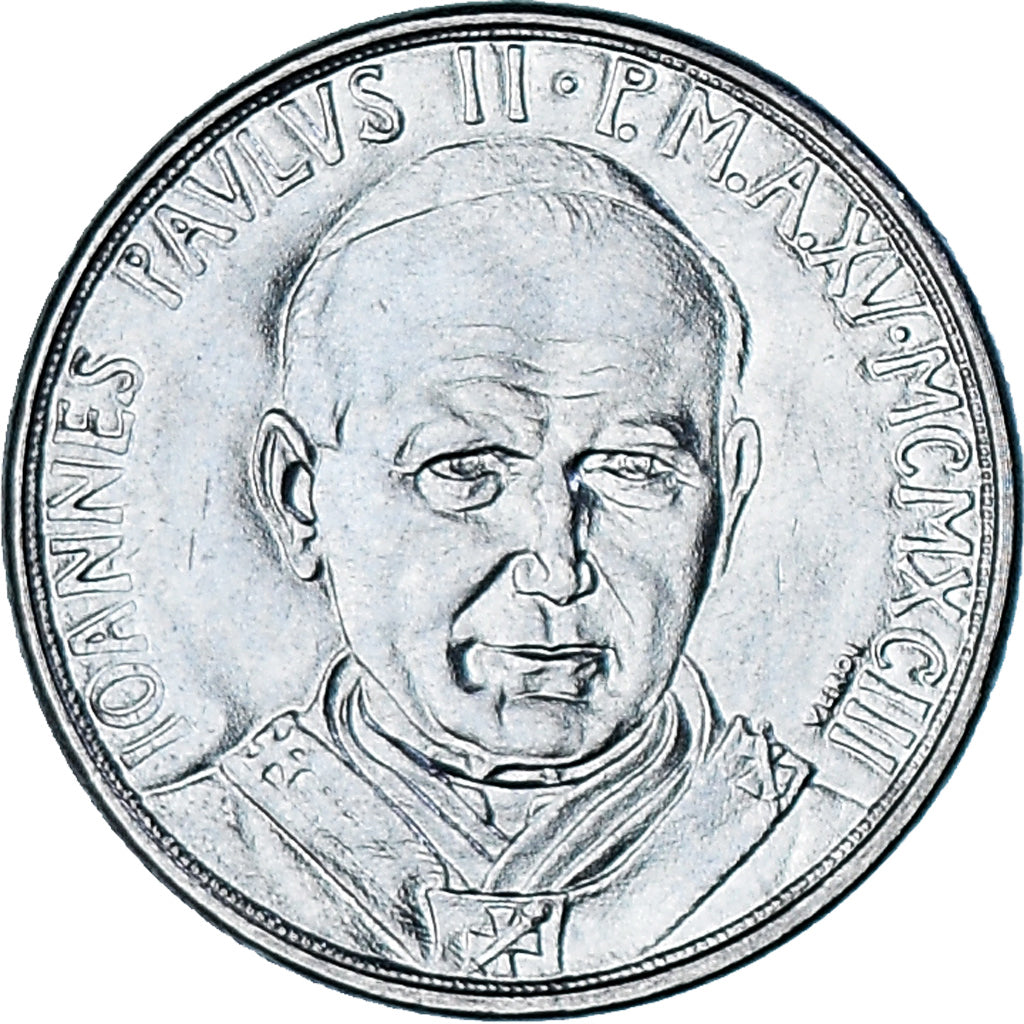 Moneda, CIUDAD DEL VATICANO, John Paul II, 50 Lire, 1993, SC, Acero inoxidable