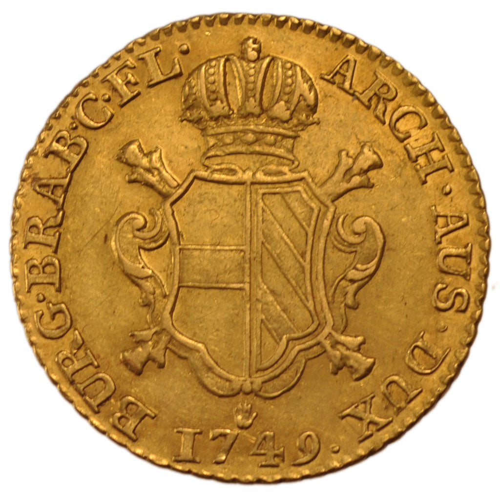 Belgium, Souverain d'or, 1749, Antwerp, KM #11, AU(50-53), Gold, 11.10