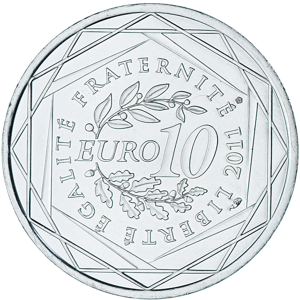 Moneta, Francja, 10 Euro, 2011, MS(63), Srebro