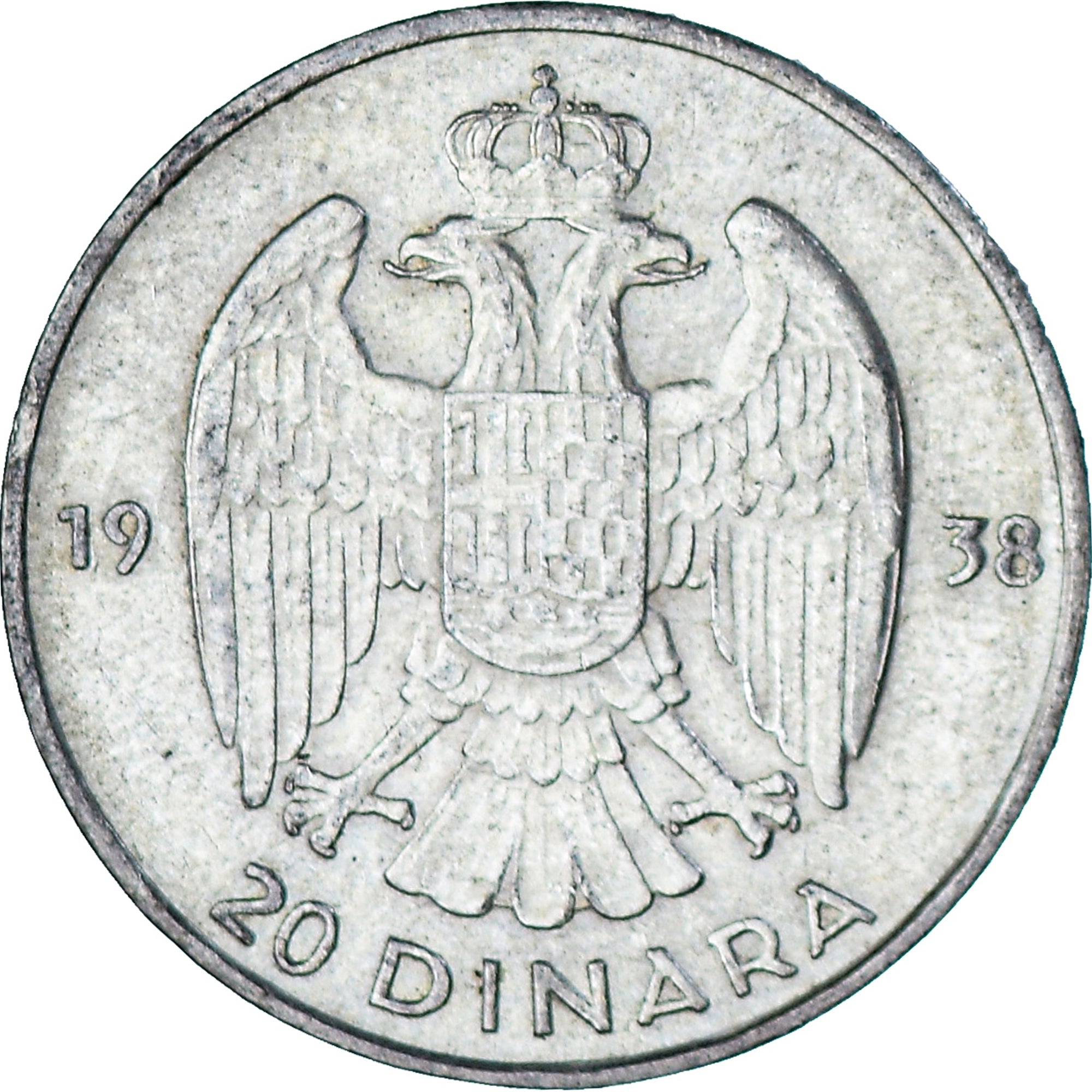 Moneta, Iugoslavia, Petar II, 20 Dinara, 1938, SPL-, Argento, KM:23