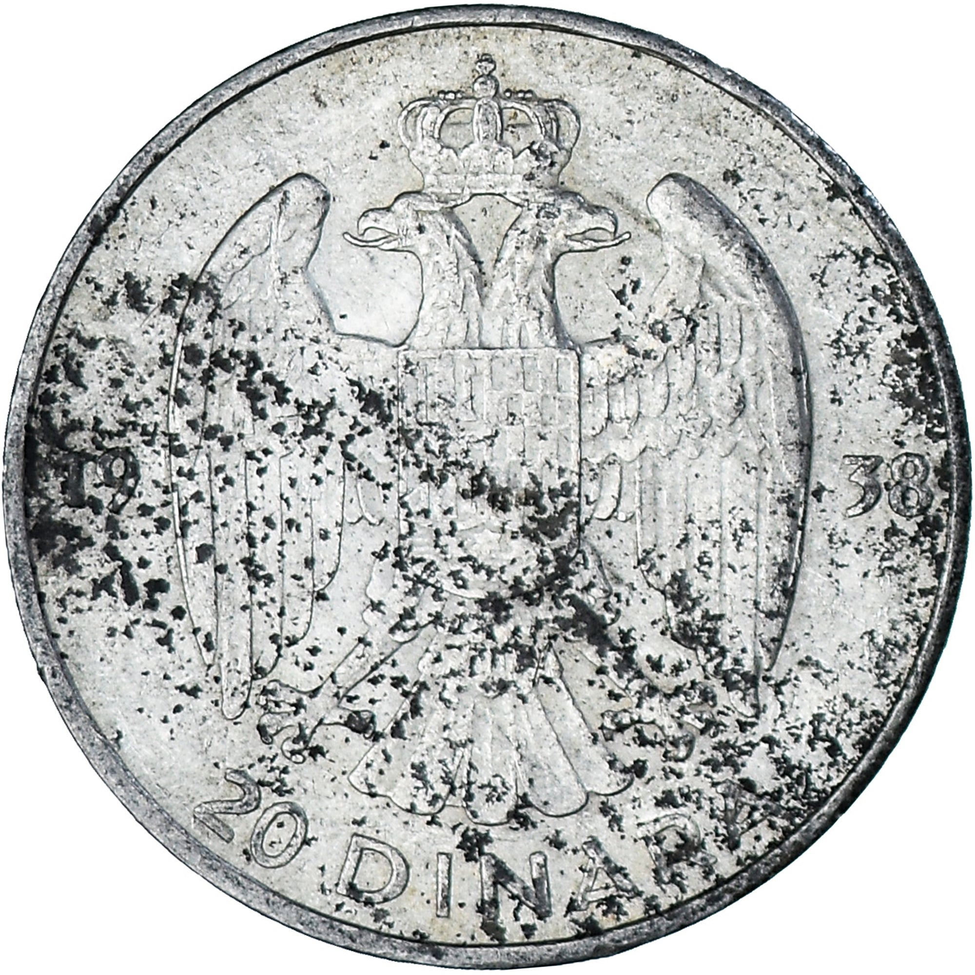 Moneta, Jugosławia, Petar II, 20 Dinara, 1938, EF(40-45), Srebro, KM:23