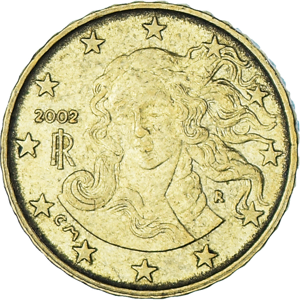 Coin, Italy, 10 Euro Cent, 2002, Rome, EF(40-45), Brass, KM:213