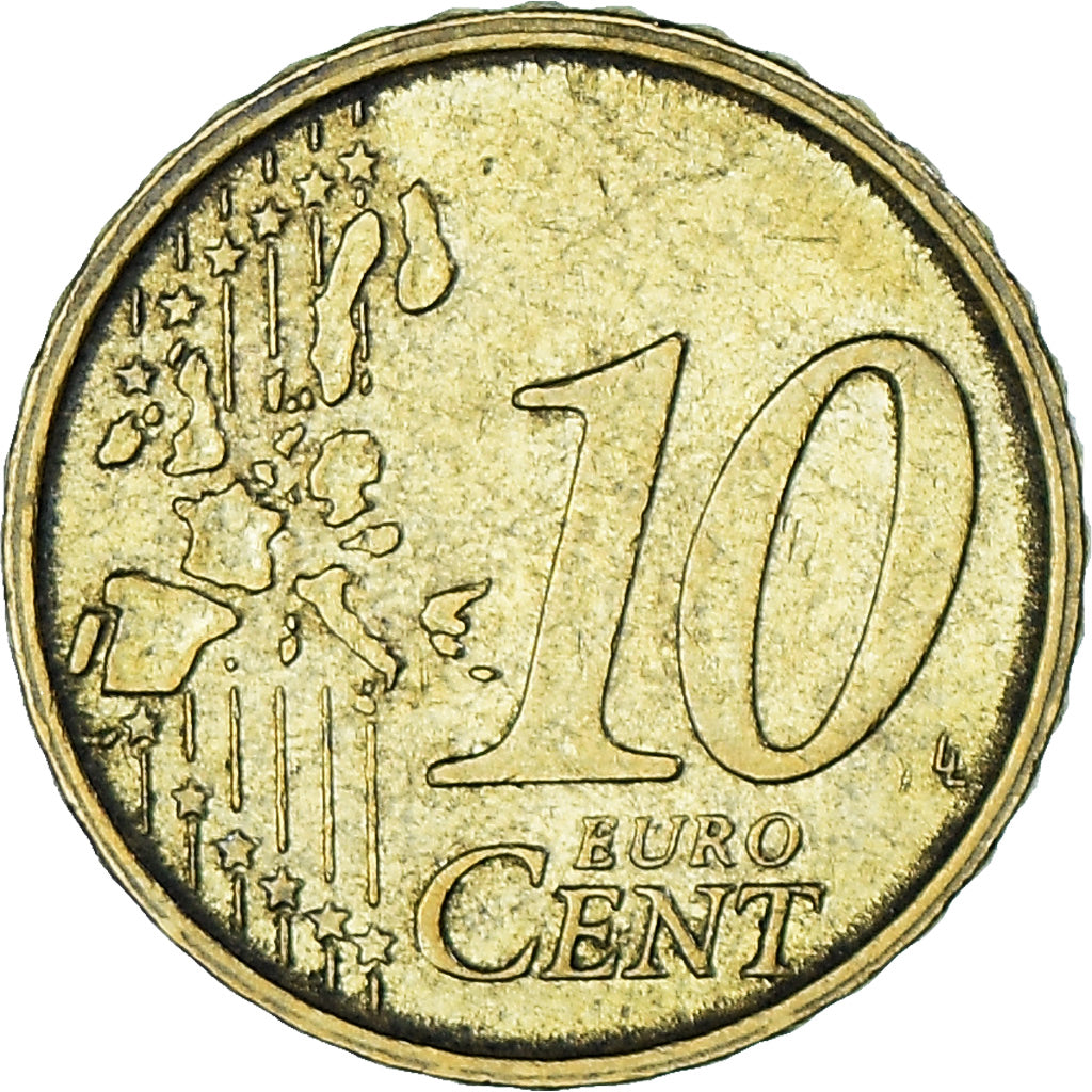Coin, Italy, 10 Euro Cent, 2002, Rome, EF(40-45), Brass, KM:213