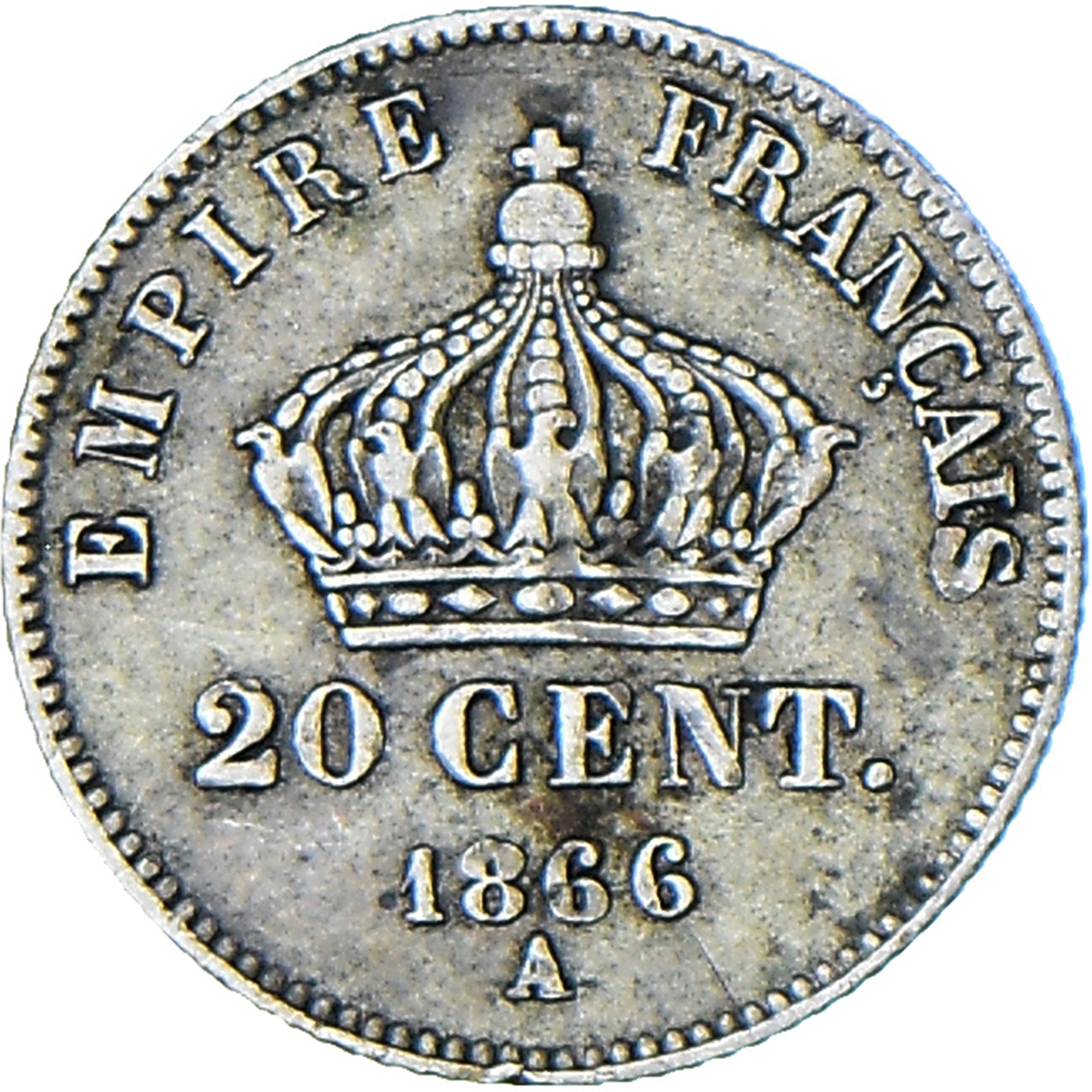 Monnaie, France, Napoleon III, Napoléon III, 20 Centimes, 1866, Paris, TTB