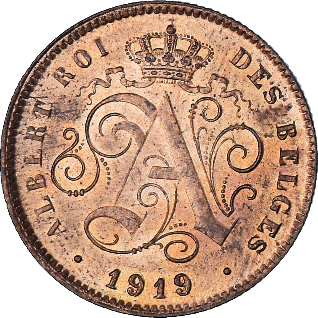 Monnaie, Belgique, Albert I, 2 Centimes, 1919, TTB, Cuivre, KM:64