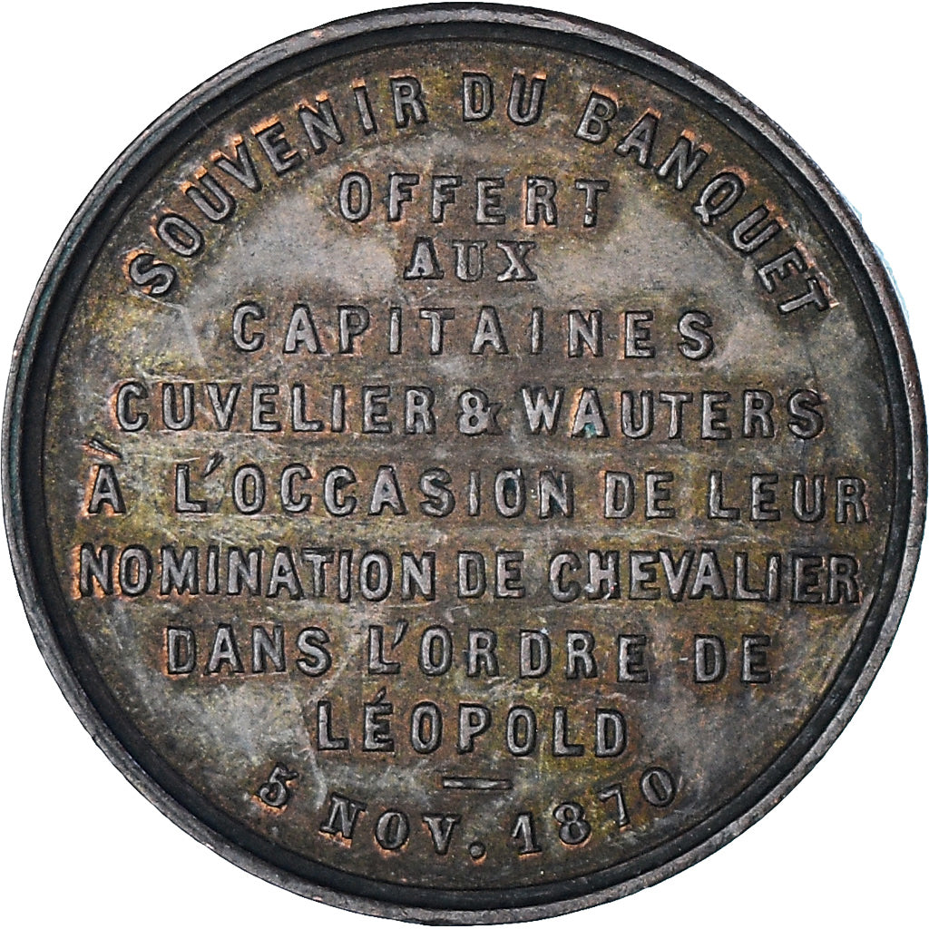 Belgia, medal, 1870, AU(55-58), Brązowy