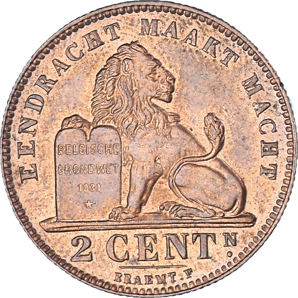 Coin, Belgium, Albert I, 2 Centimes, 1919, AU(55-58), Copper, KM:65