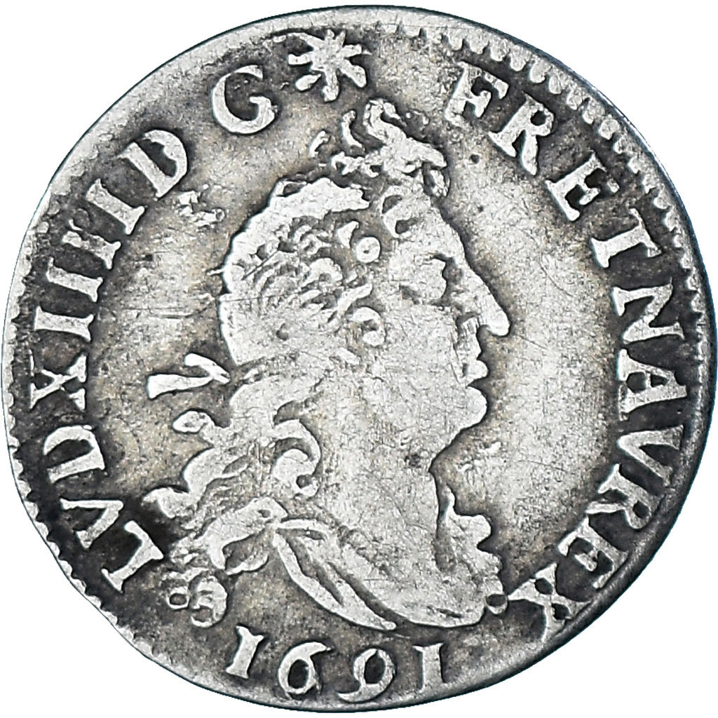 Munten, Frankrijk, Louis XIV, 4 Sols aux 2 L, 4 Sols 2 Deniers, 1691, Rouen