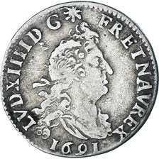 Munten, Frankrijk, Louis XIV, 4 Sols aux 2 L, 4 Sols 2 Deniers, 1691, Rouen