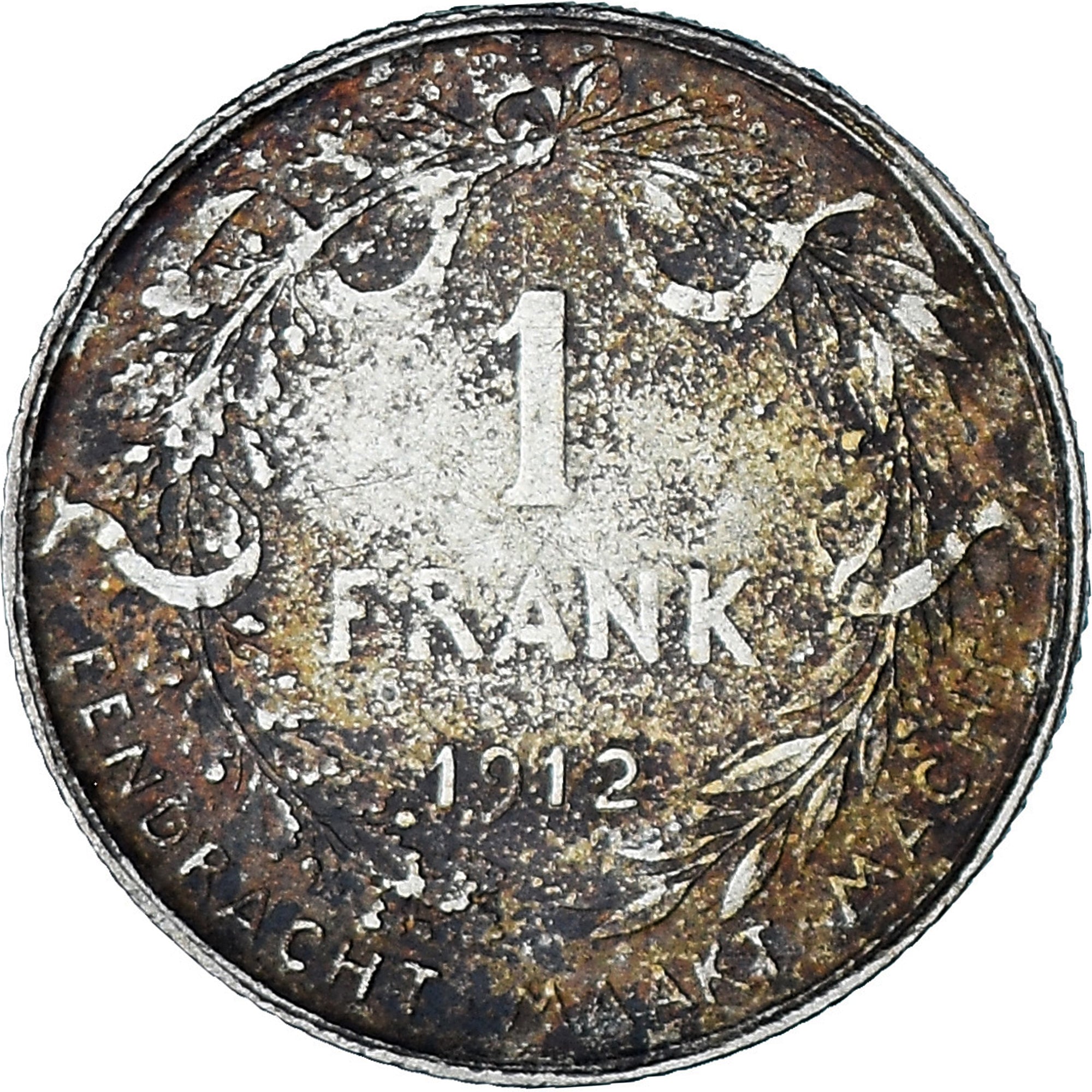 Moneda, Bélgica, Franc, 1912, BC+, Plata, KM:73.1