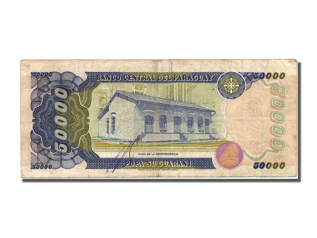 Paraguay, 50,000 Guaraníes, 1990, KM #210, EF(40-45), A