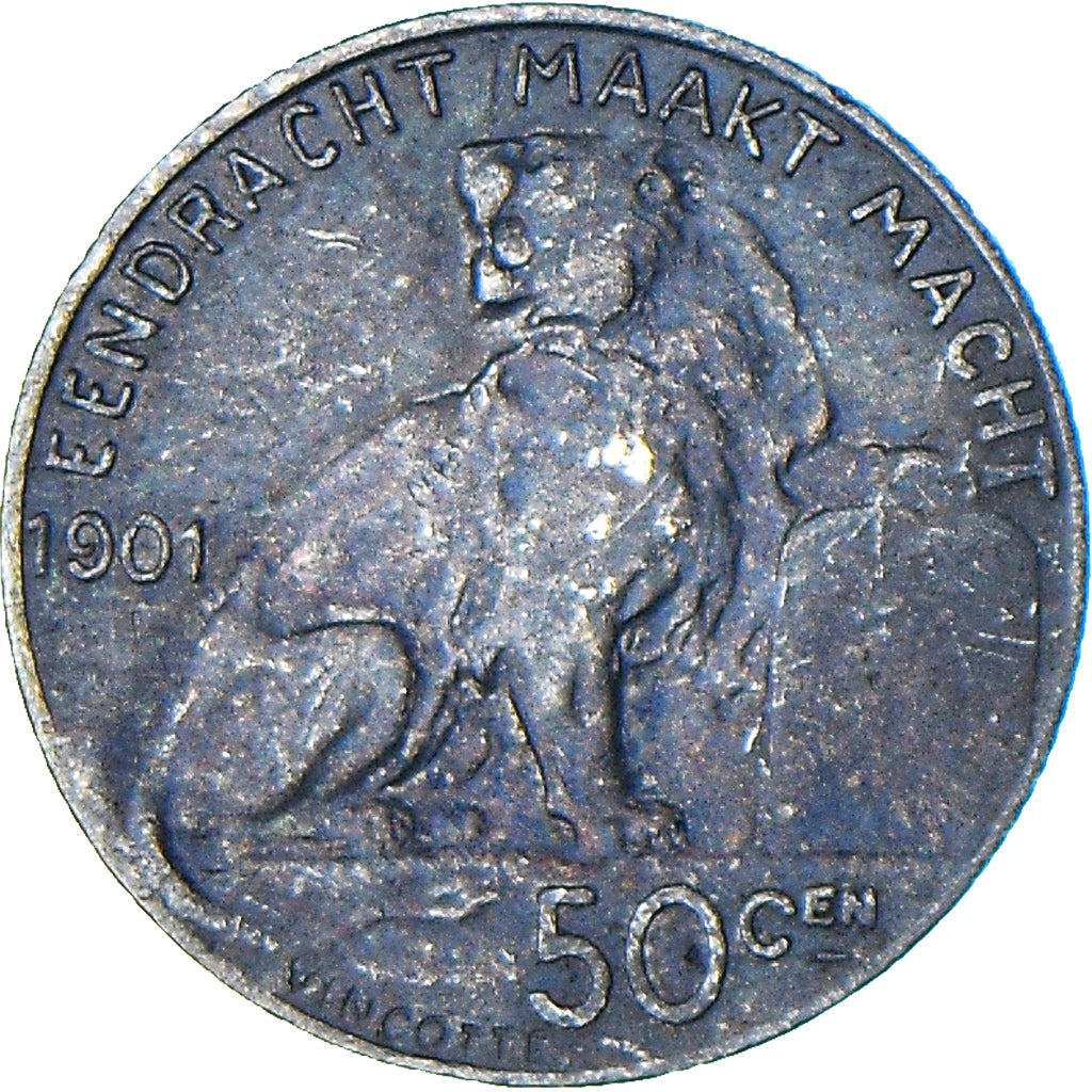Coin, Belgium, 50 Centimes, 1901, VF(20-25), Silver, KM:51