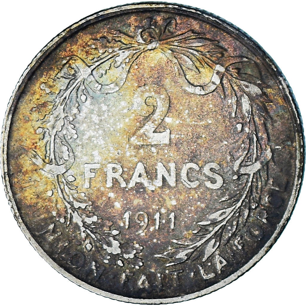 Monnaie, Belgique, 2 Francs, 2 Frank, 1911, TB, Argent, KM:74