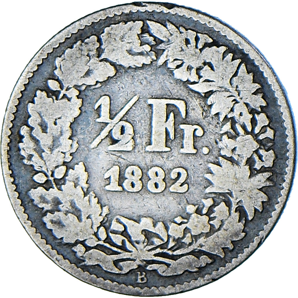 Moneta, Svizzera, 1/2 Franc, 1882, Bern, BB, Argento, KM:23