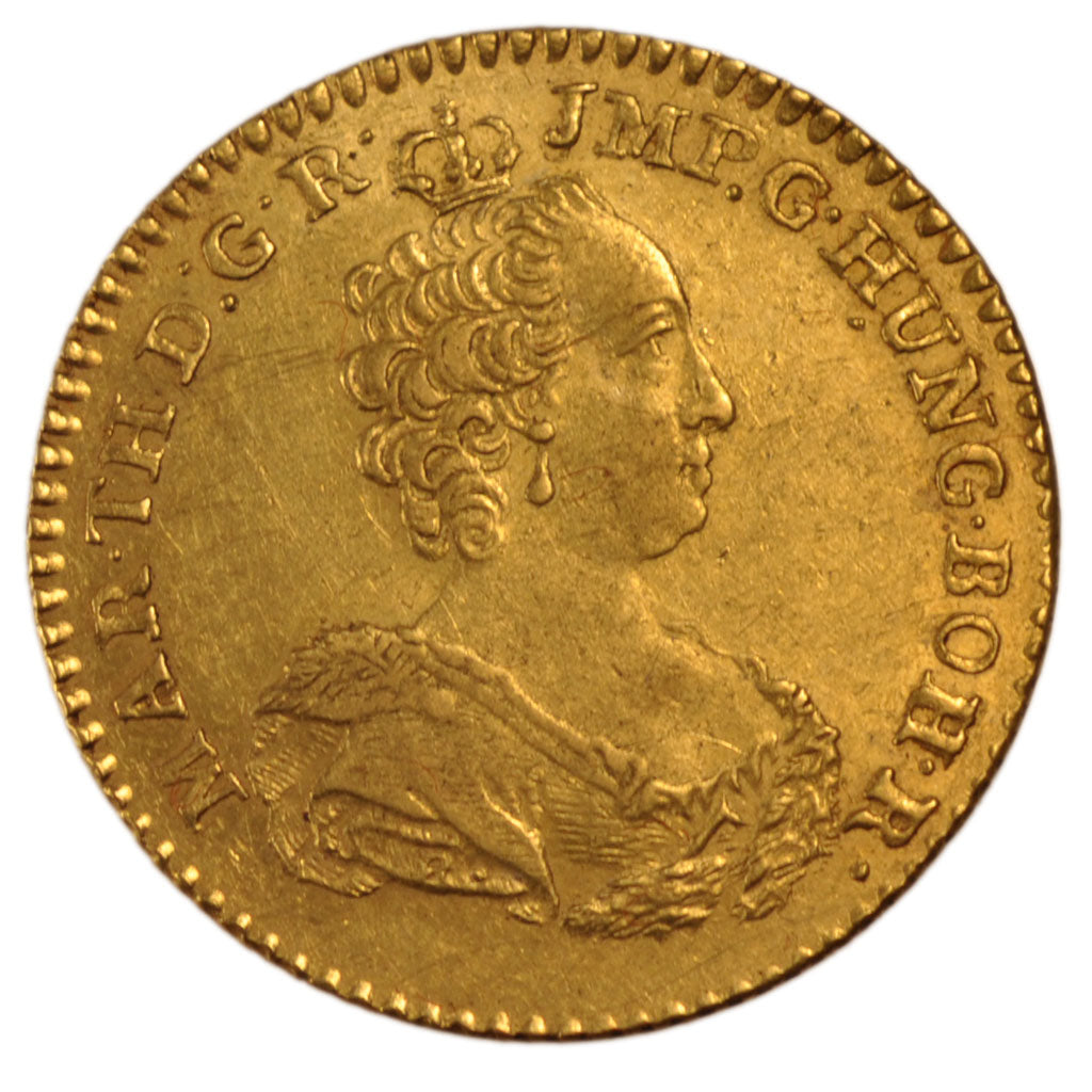 Belgium, Double Souverain d'or, 1758, Brussels, KM #23, AU(50-53), Gold, 11.09