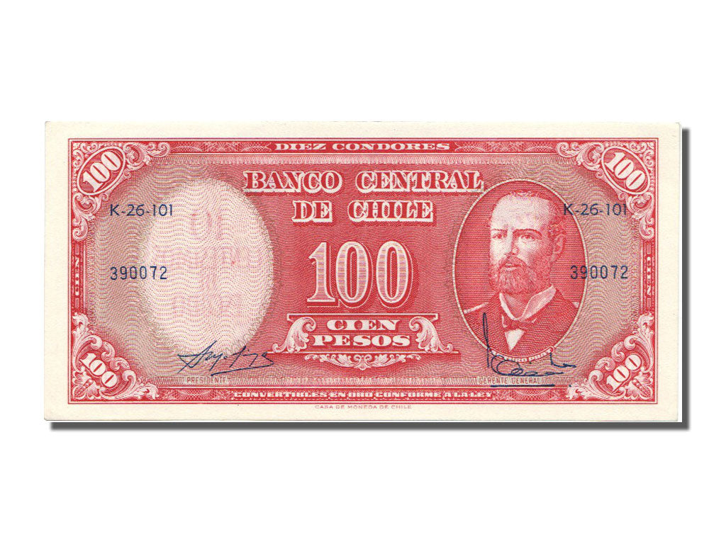 Geldschein, Chile, 10 Centesimos on 100 Pesos, 1960, UNZ