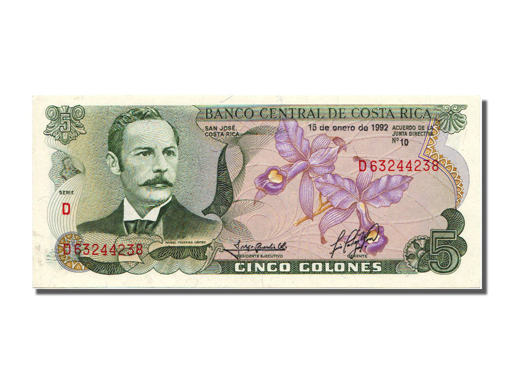 Costa Rica, 5 Colones, 1992, KM #236e, 1992-01-15, UNC(65-70), D