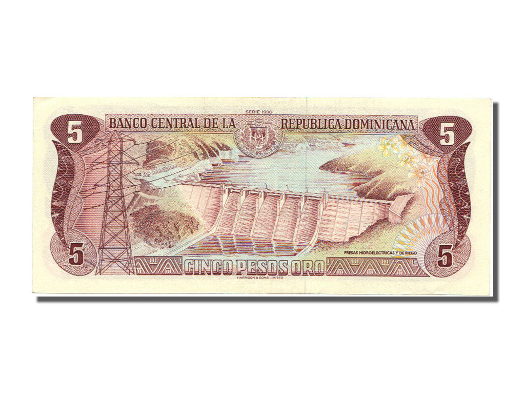 Dominican Republic, 5 Pesos Oro, 1990, UNC(65-70), D