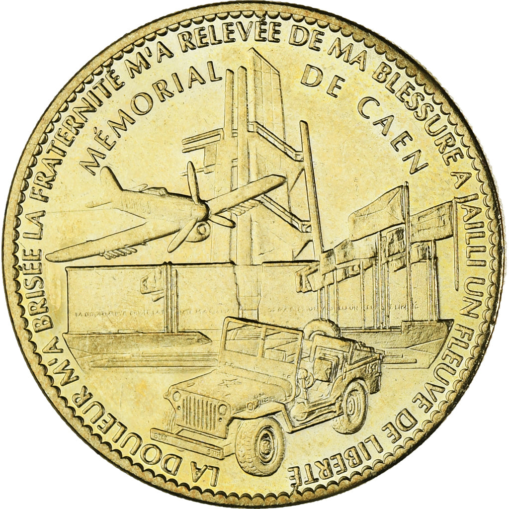 Francia, zeton, Tourist Token, Mémorial de Caen, Jeep et Avion, Arts & Culture