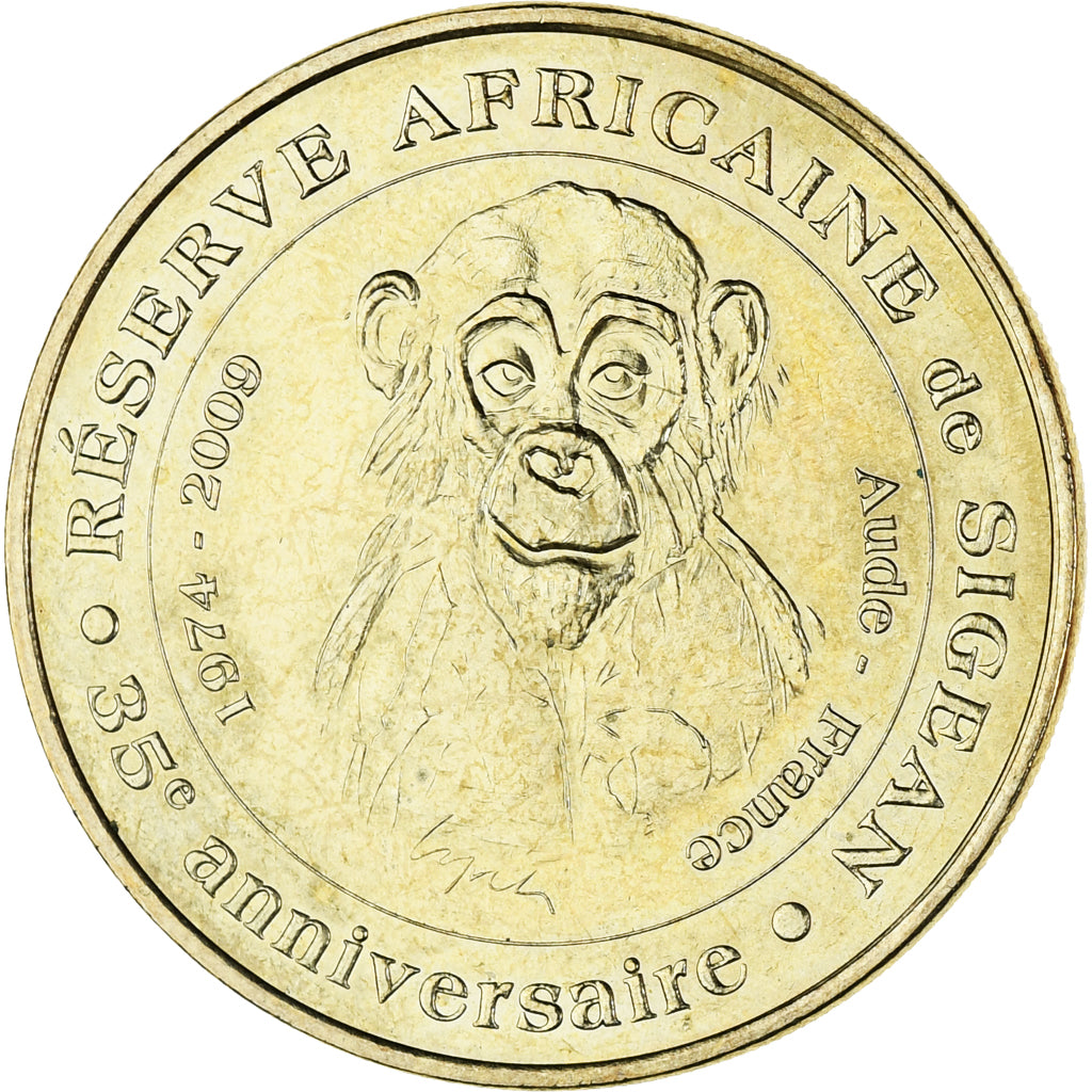Francia, zeton, Tourist Token, Sigean - Réserve, Arts & Culture, 2009, Singe