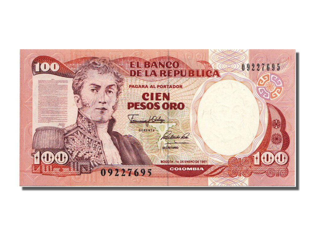 Banknote, Colombia, 100 Pesos Oro, 1991, UNC(65-70)