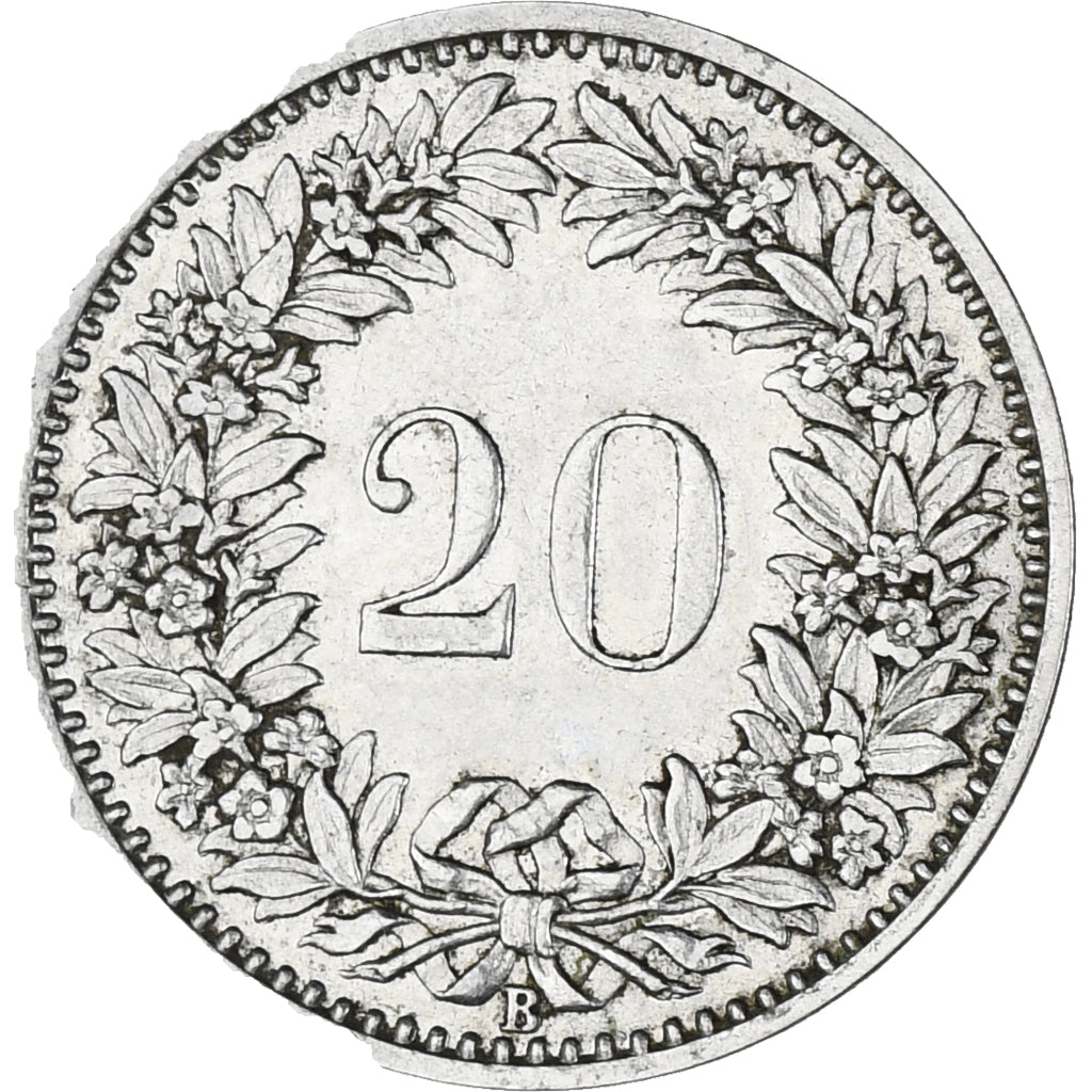 Switzerland, 20 Rappen, 1891, Bern, AU(55-58), Nickel, KM:29