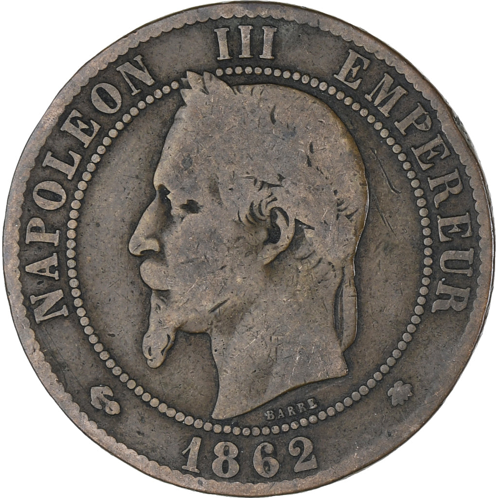 Moneta, Francia, Napoleon III, Napoléon III, 10 Centimes, 1862, Paris, MB+