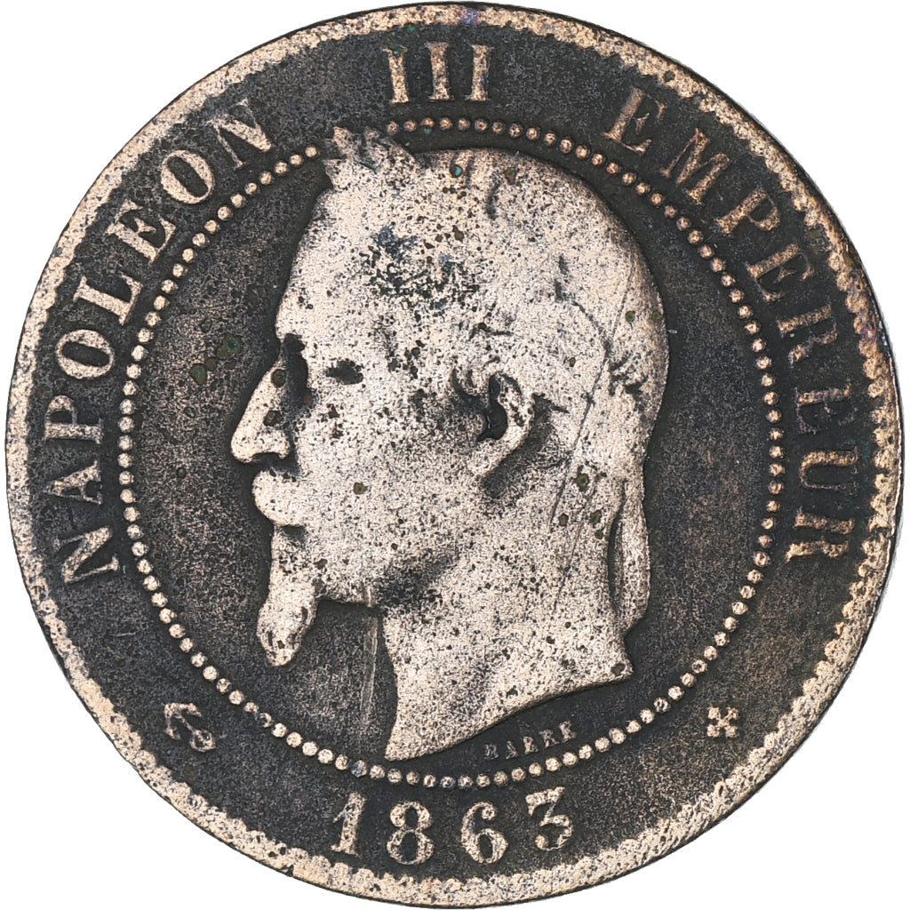 Monnaie, France, Napoleon III, Napoléon III, 10 Centimes, 1863, Strasbourg