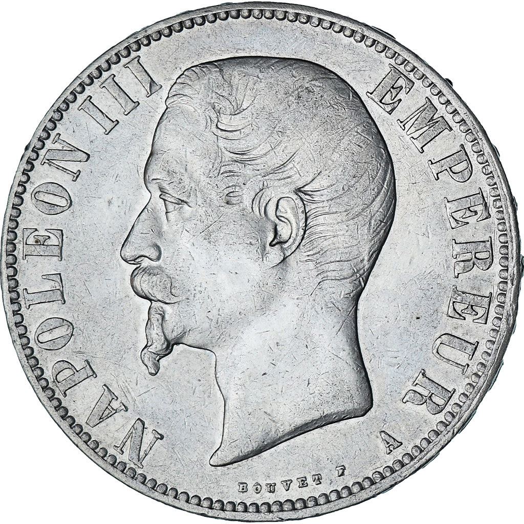Francia, Napoleon III, 5 Francs, 1856, Paris, MBC+, Plata, KM:782.1, Gadoury:734