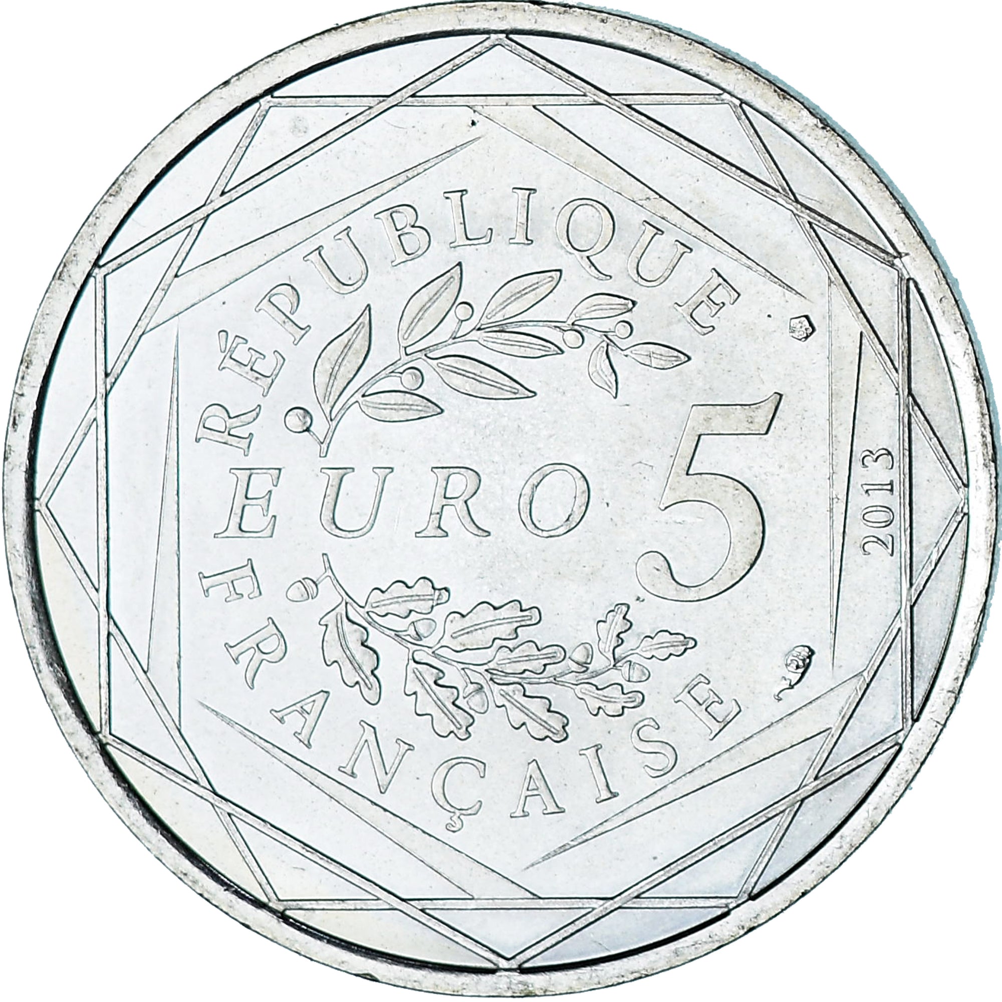 França, 5 Euro, Egalité, 2013, Paris, MS(63), Prata