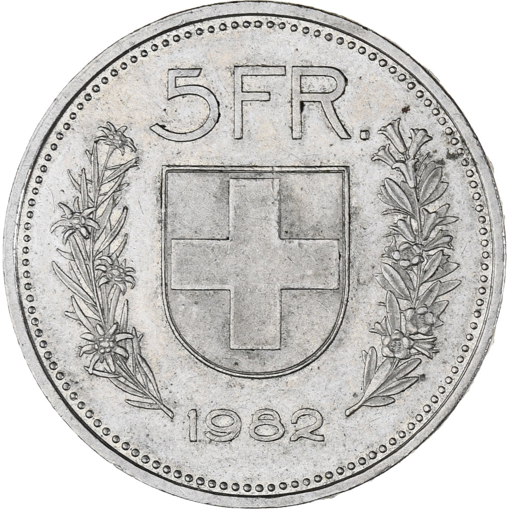 Coin, Switzerland, 5 Francs, 1982, AU(55-58), Copper-nickel, KM:40a.2