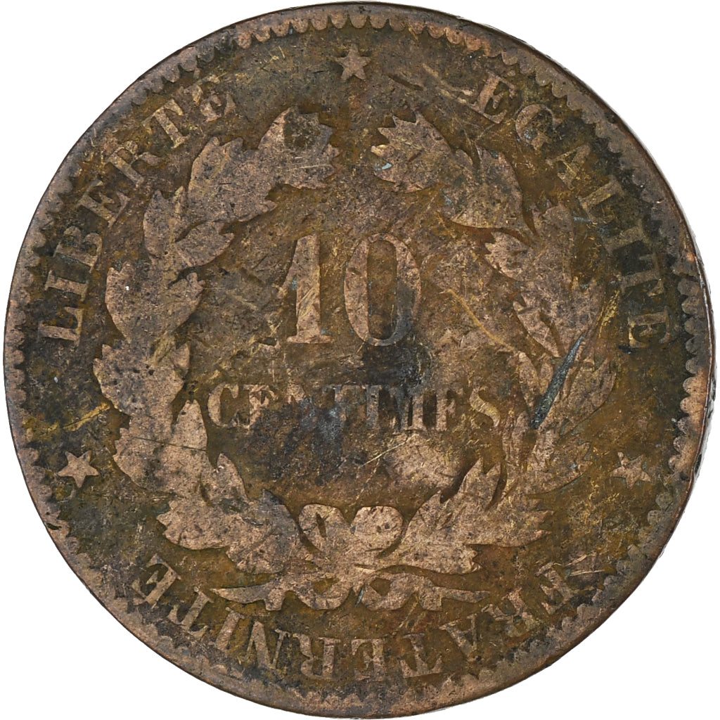 Francia, Cérès, 10 Centimes, 1872, Paris, MB, Bronzo, KM:815.1, Gadoury:265a