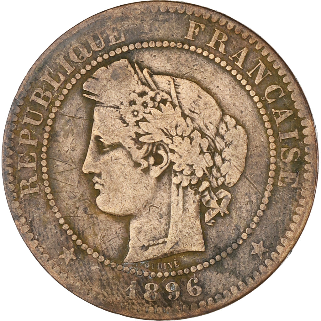 Frankreich, Cérès, 10 Centimes, 1896, Paris, SS, Bronze, KM:815.1