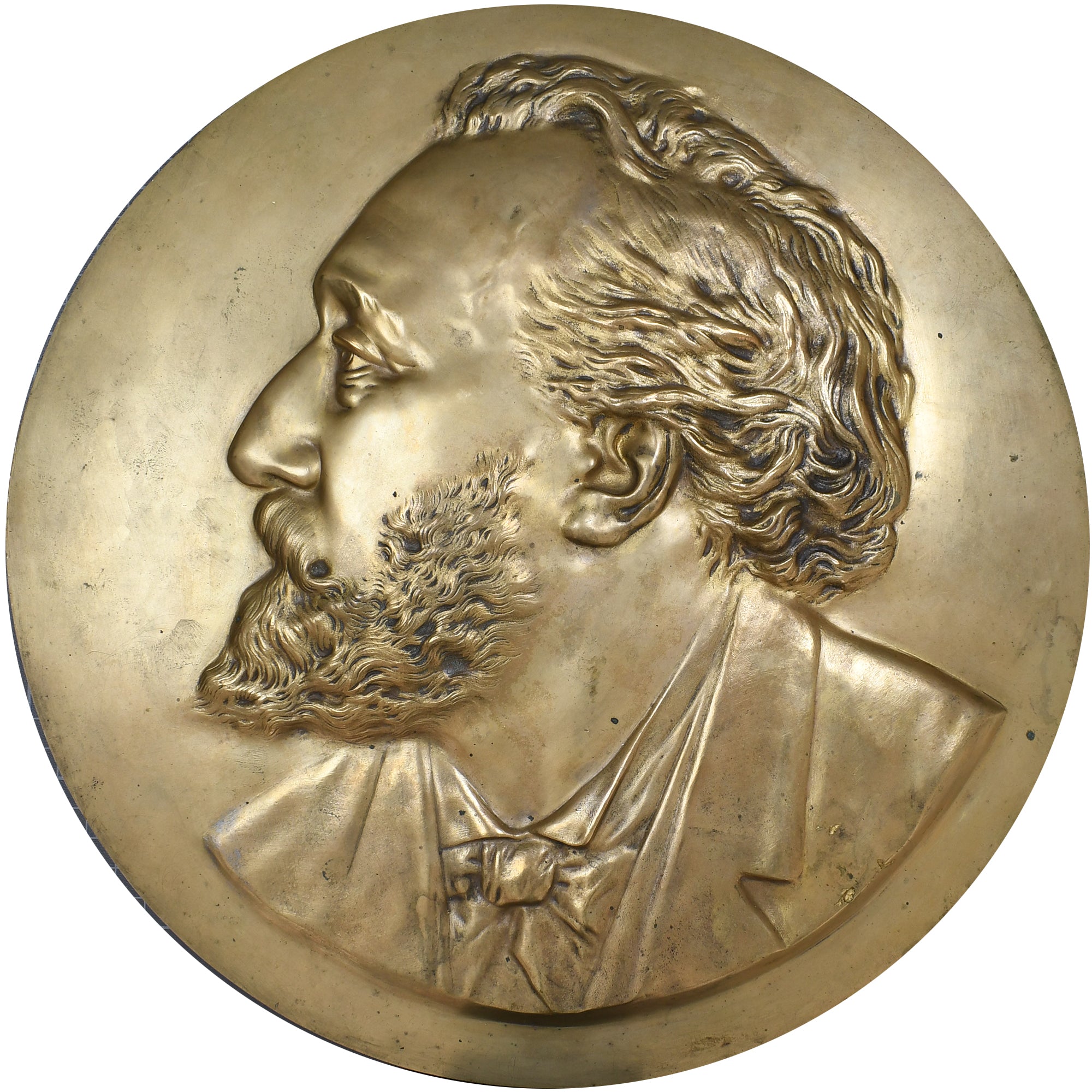 Francia, medalla, History, Plaque médaillon Gambetta, MBC+, Bronce dorado