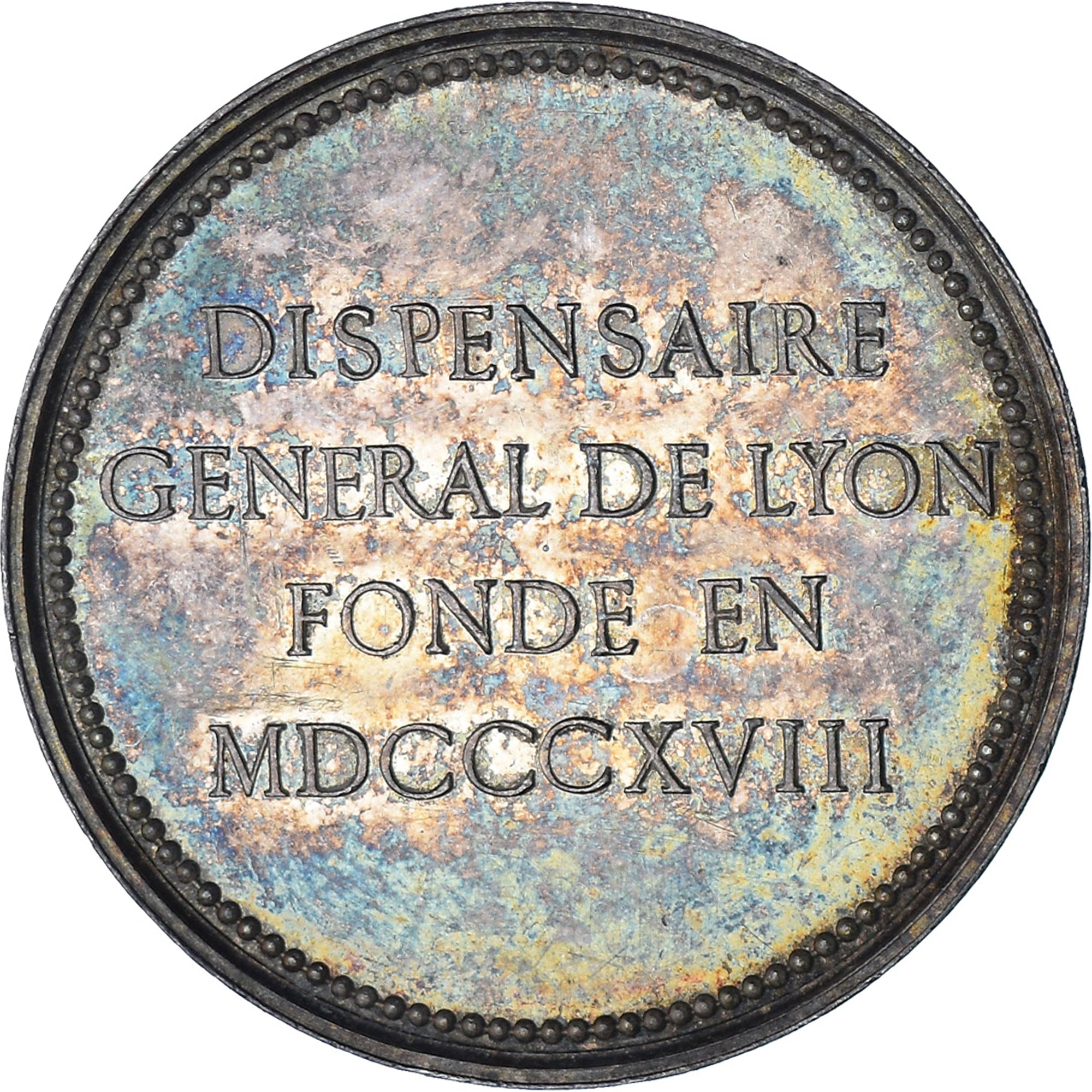 Francia, ficha, Dispensaire général de Lyon, Medicine, 1818, BB+, Argento