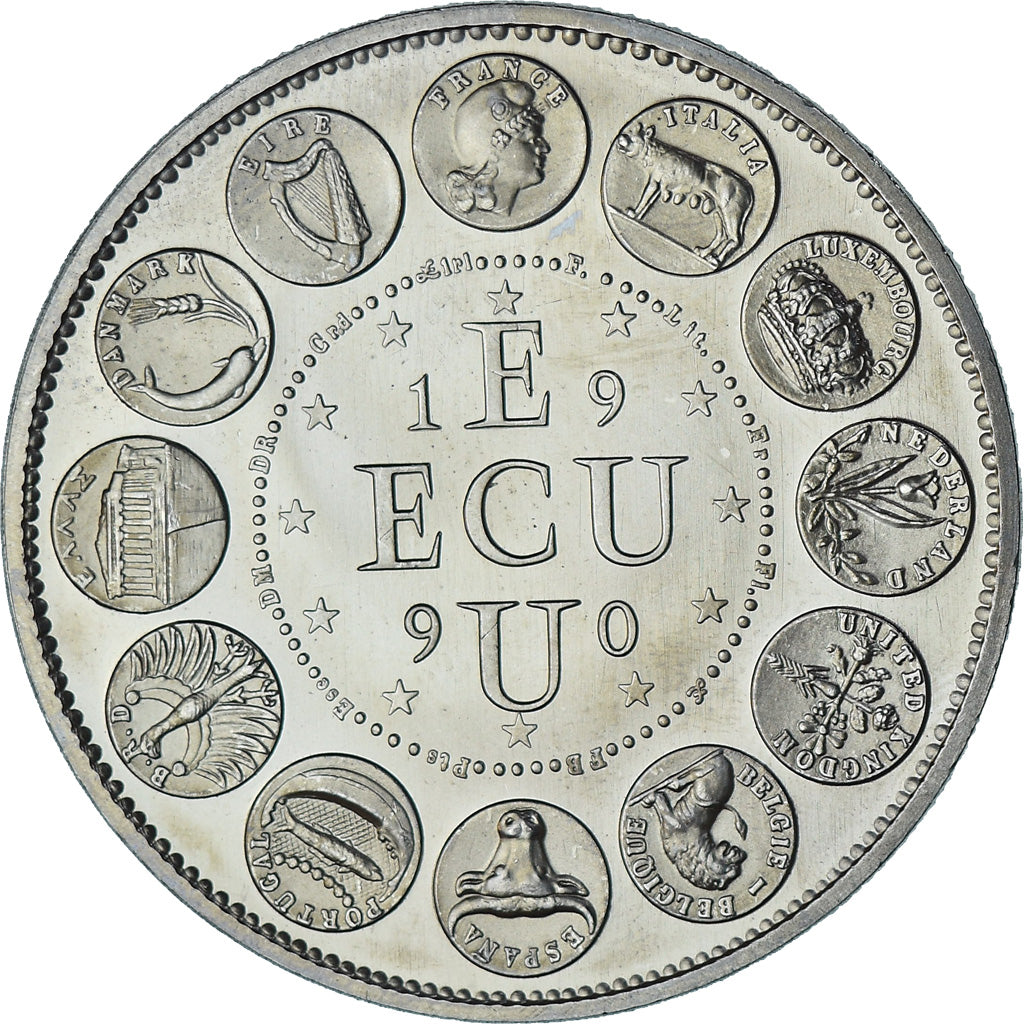 Francia, medaglia, Ecu Europa, Marianne, Society, 1990, SPL, Rame-nichel