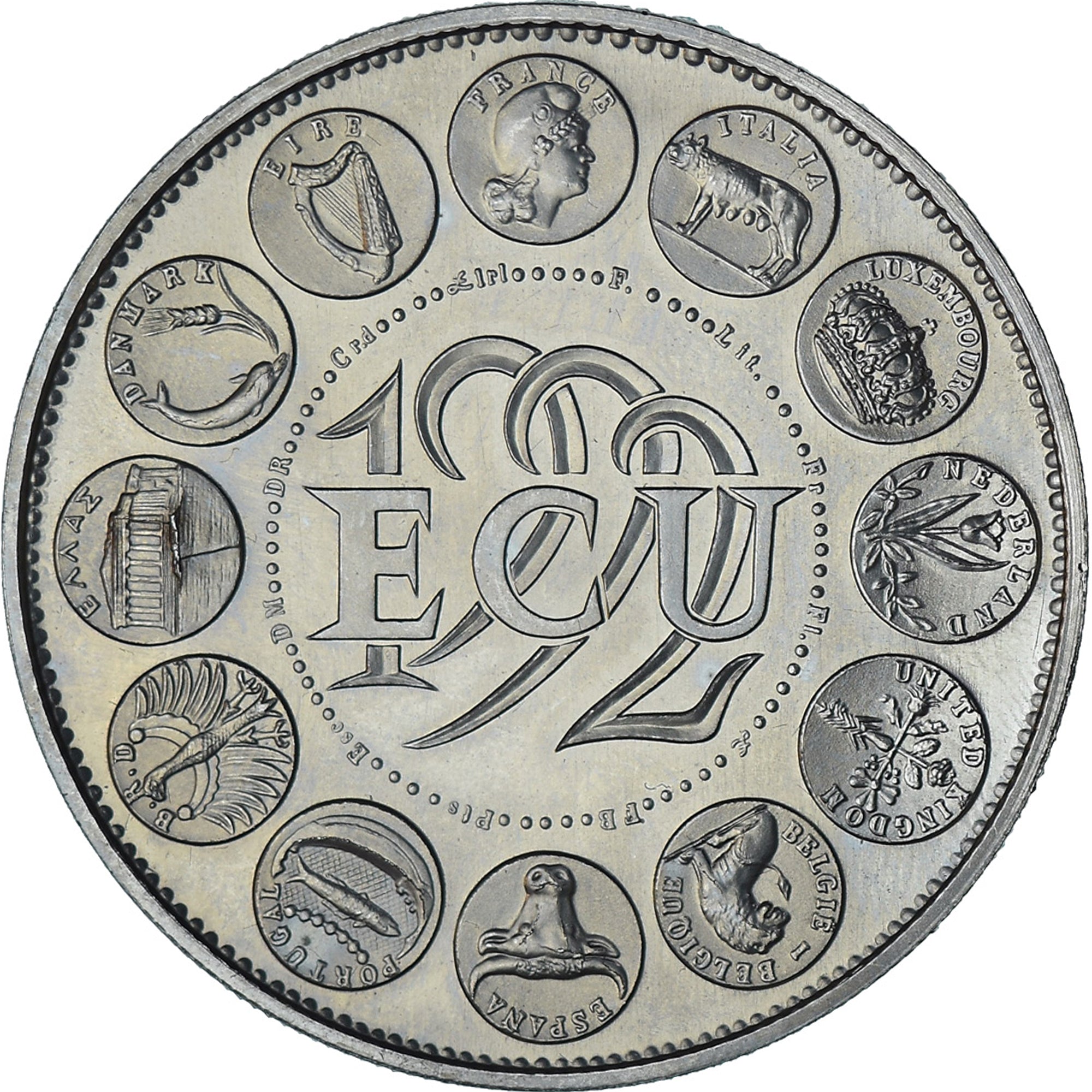 Francia, medaglia, Ecu Europa, Marianne, Society, 1992, SPL, Rame-nichel