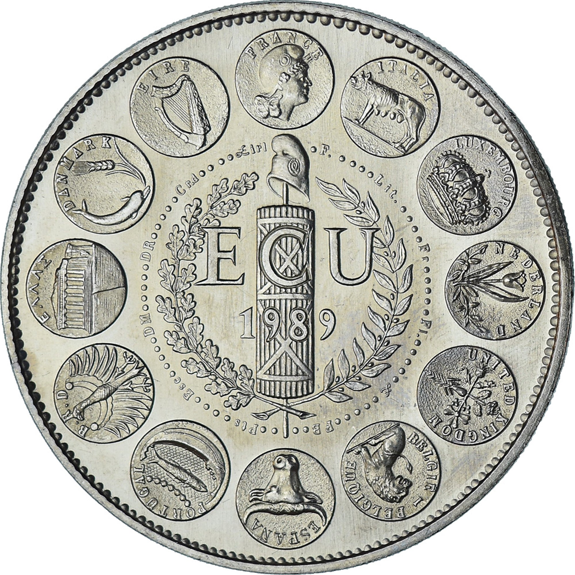 Francia, medaglia, Ecu Europa, Marianne, Society, 1989, SPL, Rame-nichel