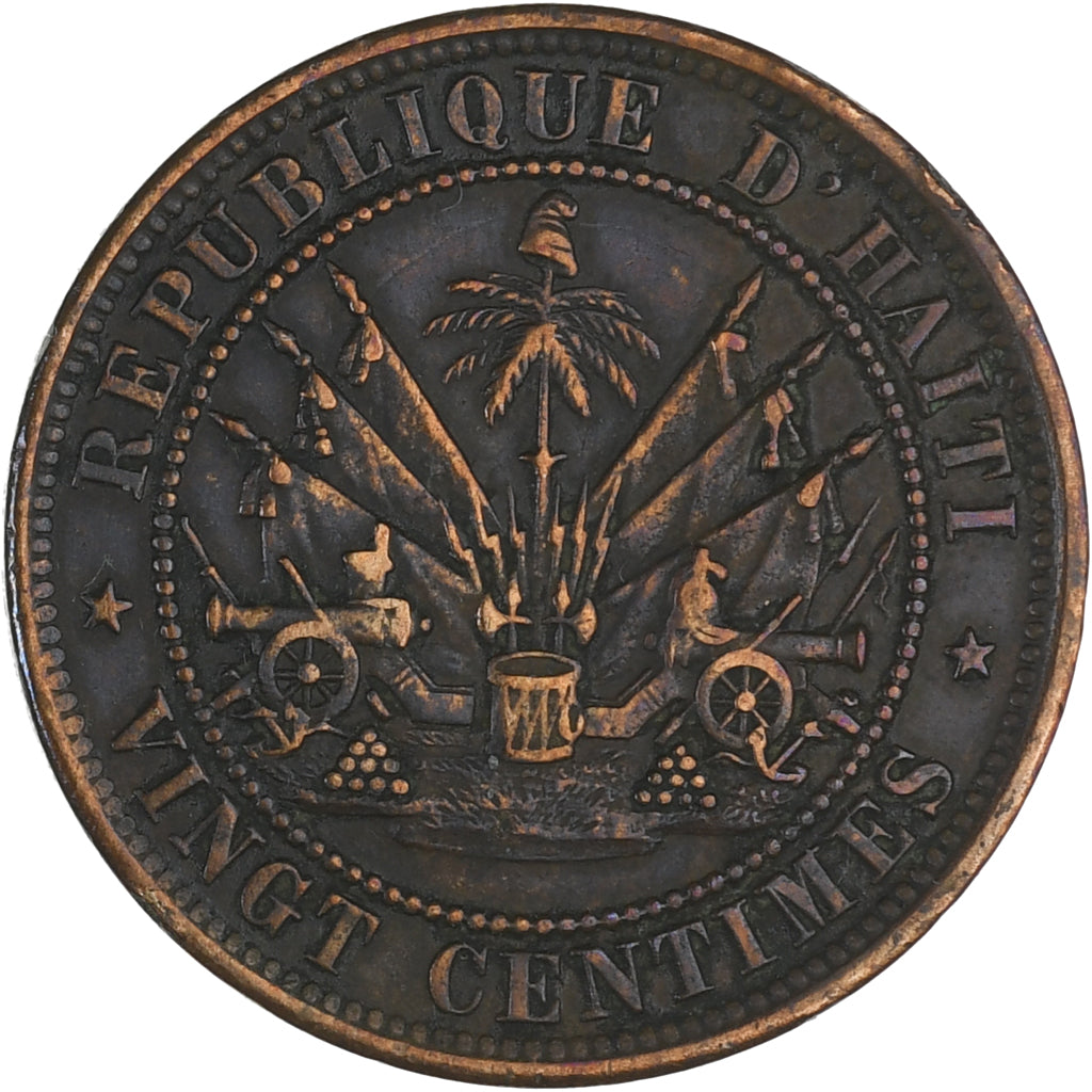 Munten, Haïti, 20 Centimes, 1863, ZF, Bronzen, KM:41