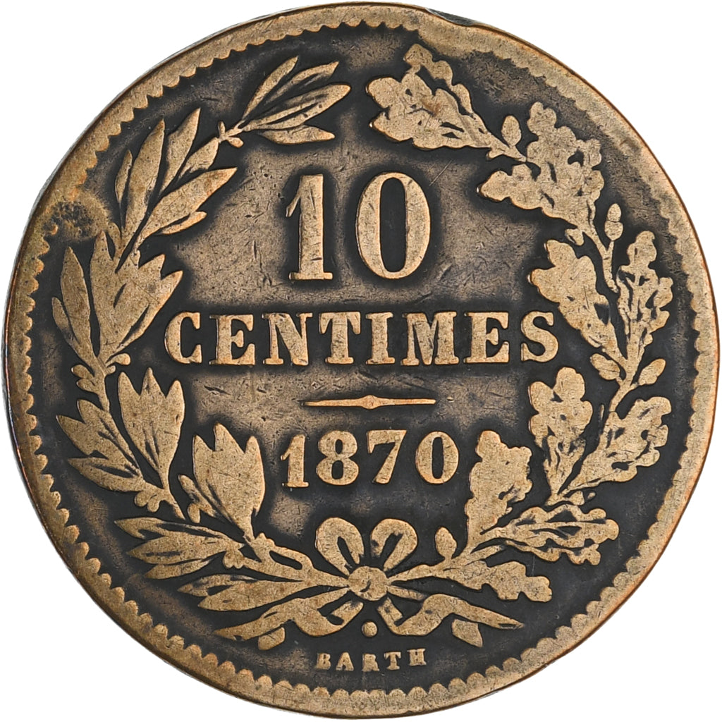 Moneta, Luksemburg, William III, 10 Centimes, 1870, Utrecht, EF(40-45)