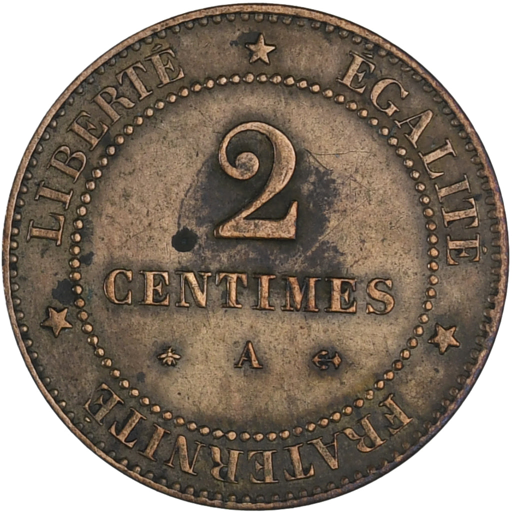 Moneda, Francia, Cérès, 2 Centimes, 1879, Paris, MBC, Bronce, KM:827.1